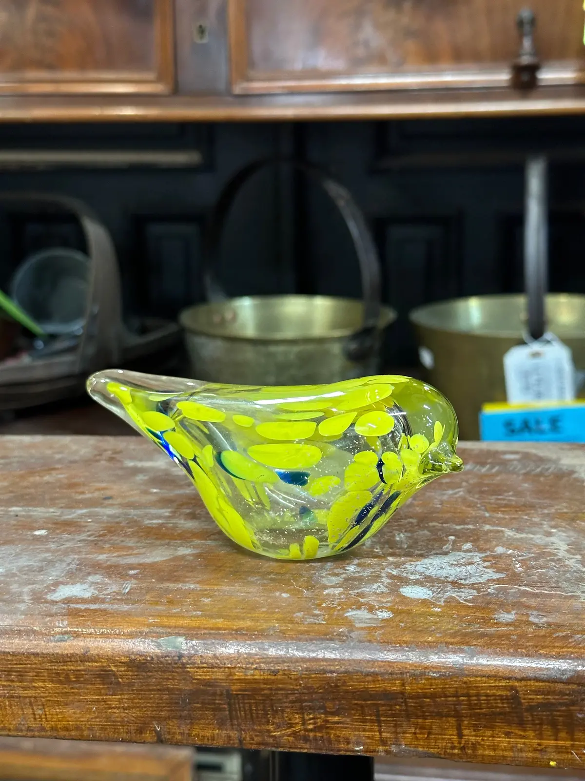 Yellow Art Glass Bird 1