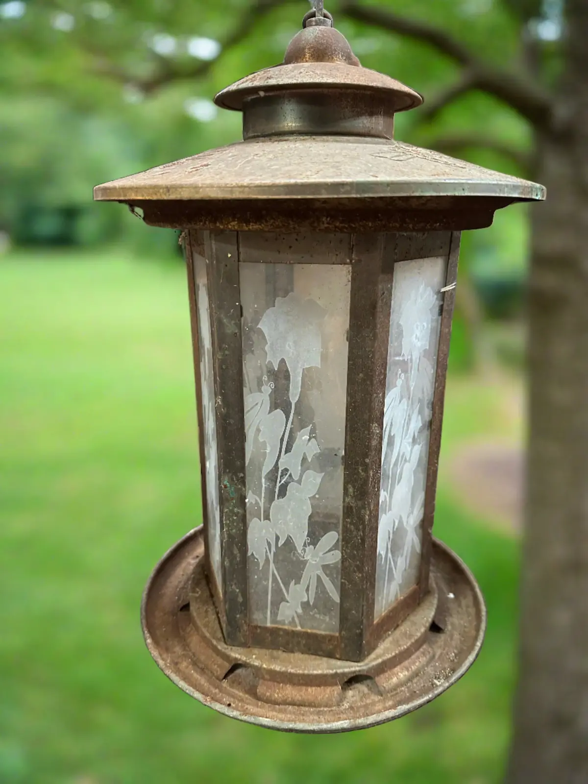 Glass And Tin Bird Feeder 1