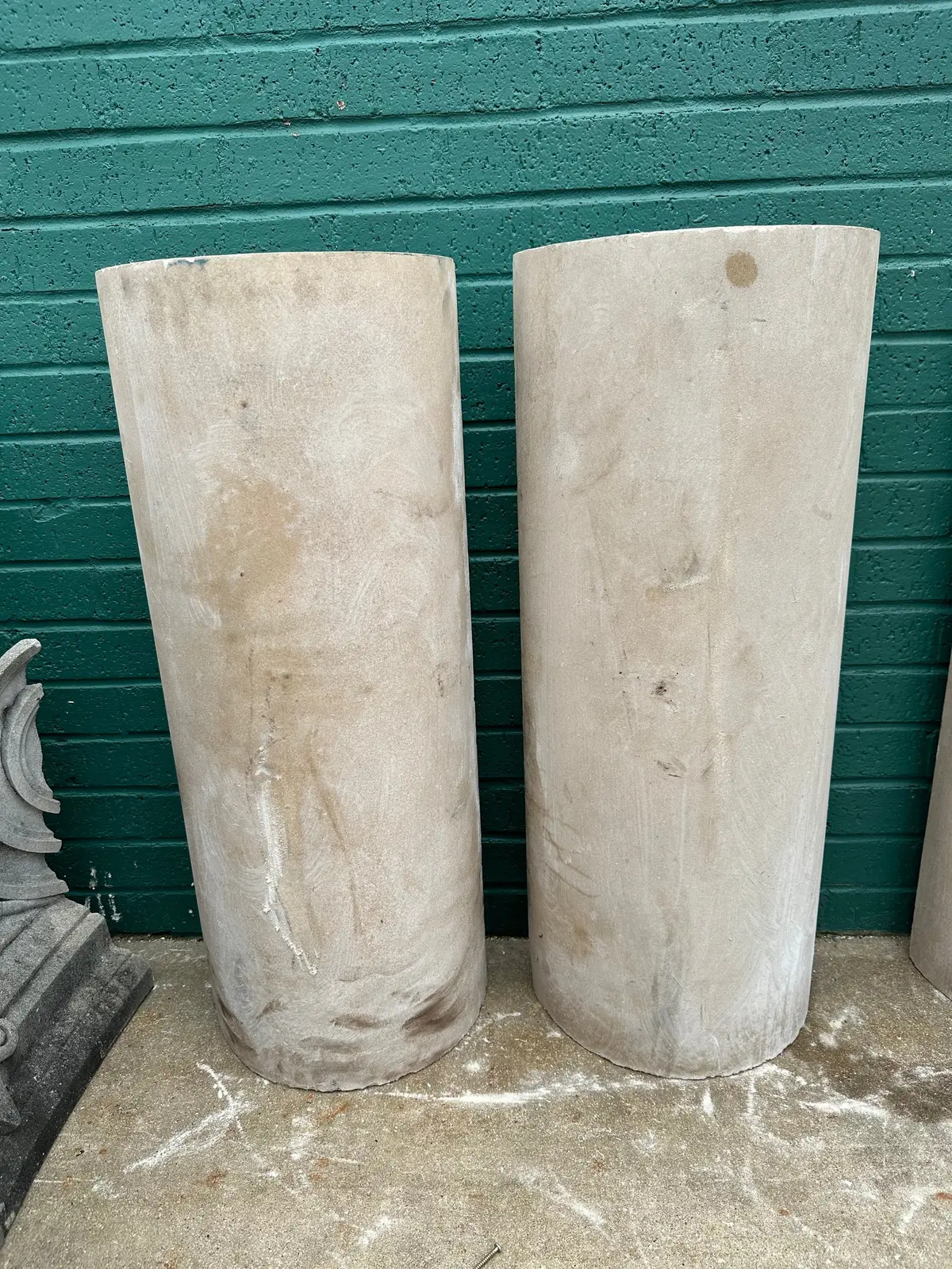 Pair Of Cast Stone Half Columns 1
