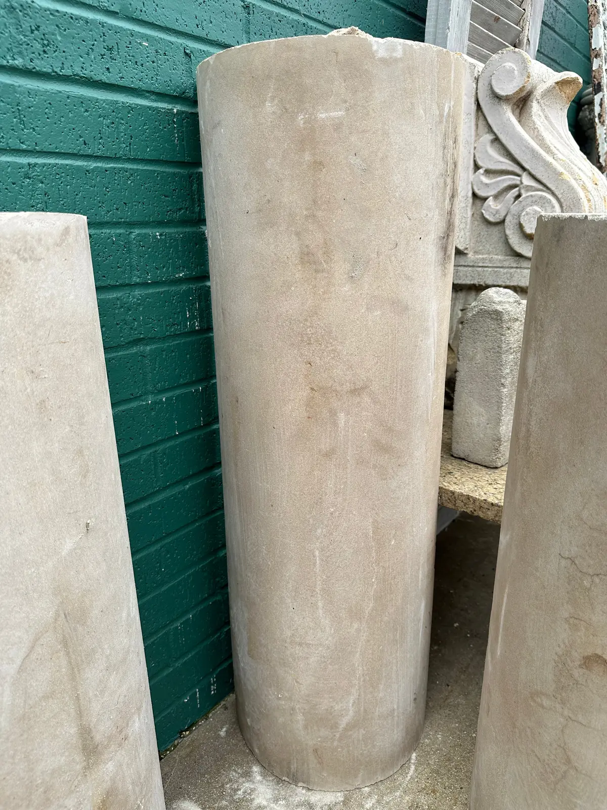 Tall Cast Stone Half Column As Found 1