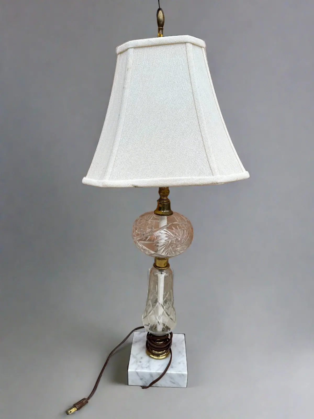 Glass Table Lamp On Marble Base 1