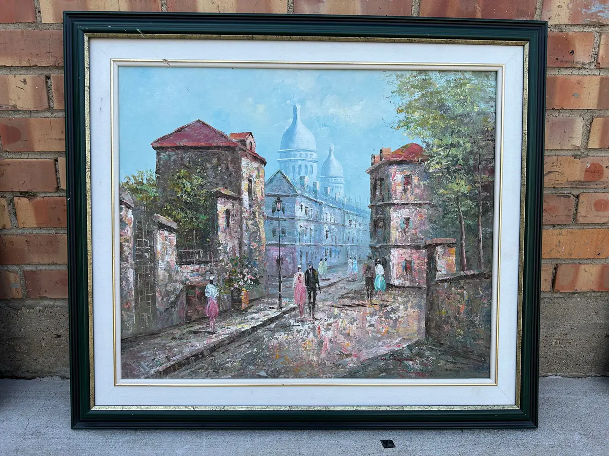 W Chapman Oil On Canvas Impasto Impressionist Painting Of European City 1