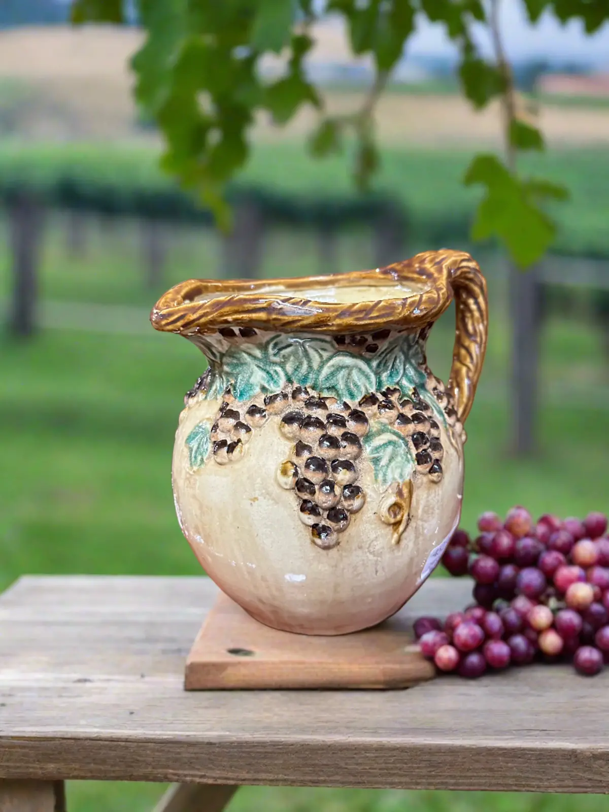 Pottery Pitcher With Grapes 1
