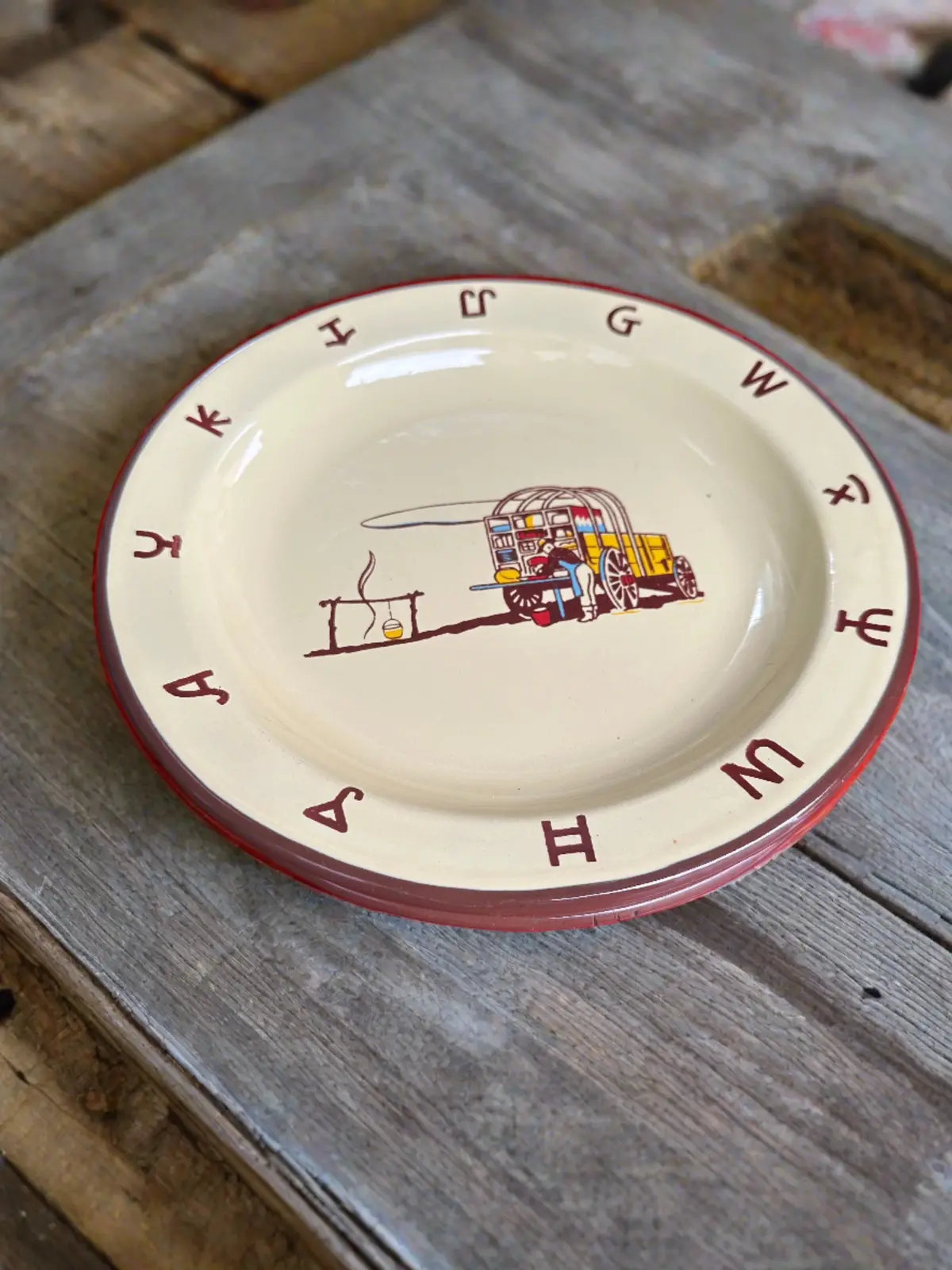 Set Of 6 Enamelware Chuckwagon Plates As Found 1