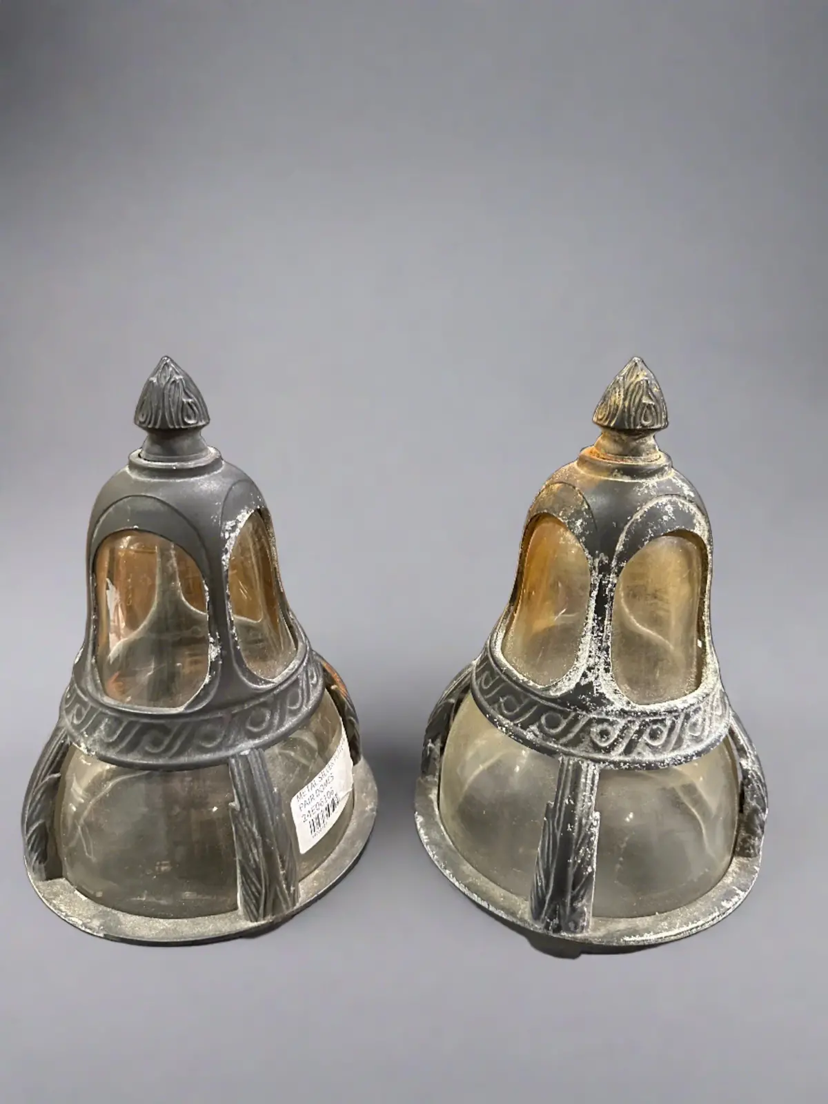 Metal Silver Plate And Glass Pair Domes 1