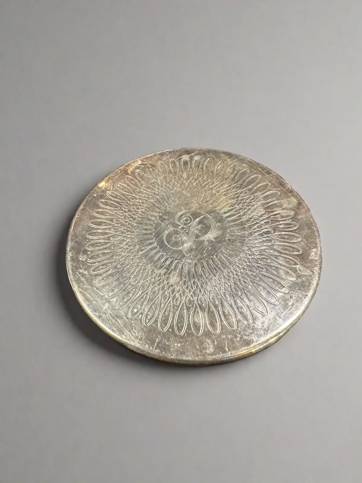 Small Round Asian Plate Trivet With Monogram 1