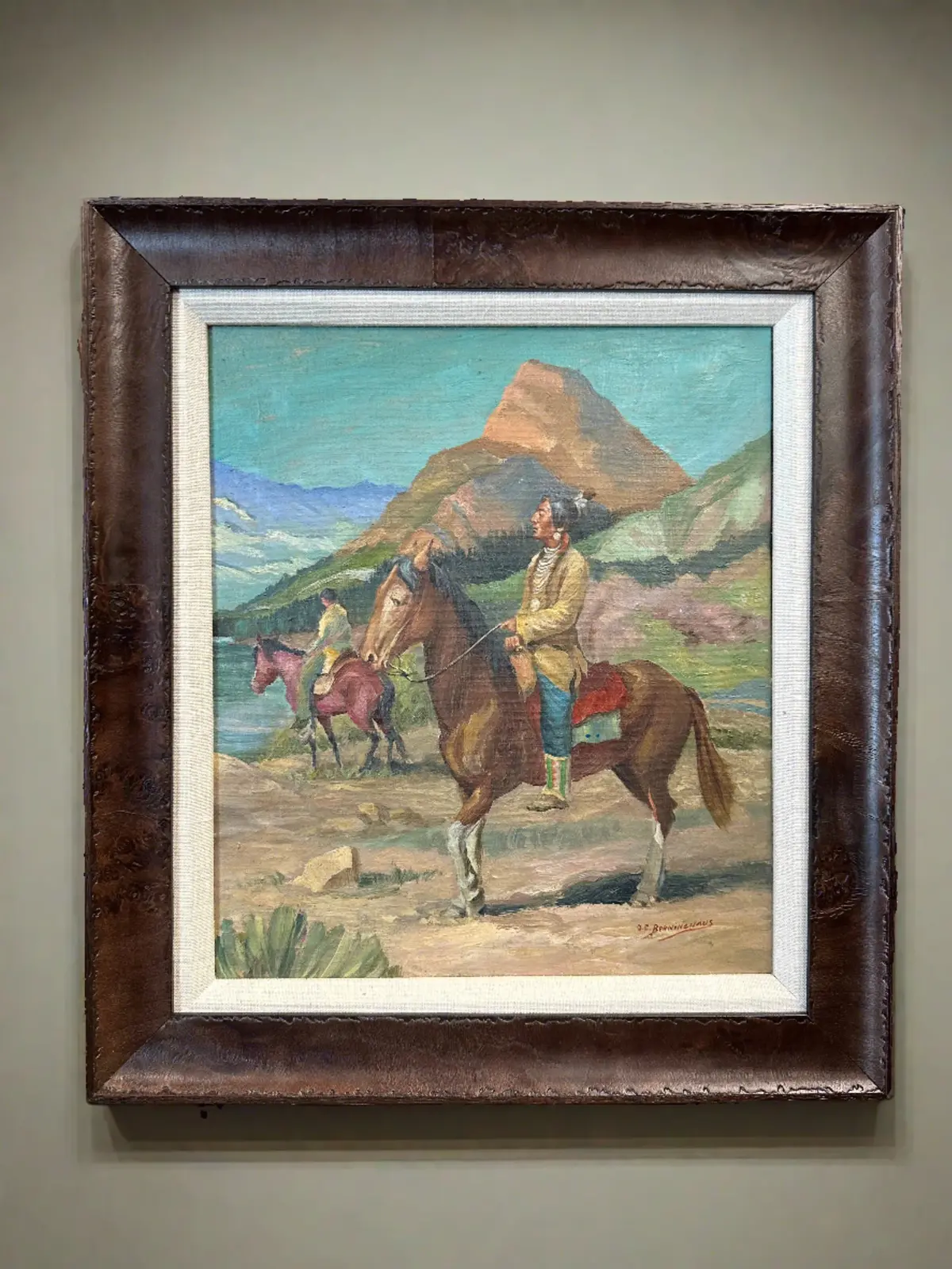 Two Indians On Horses Oil Paiting By Oscar Berninghaus 1
