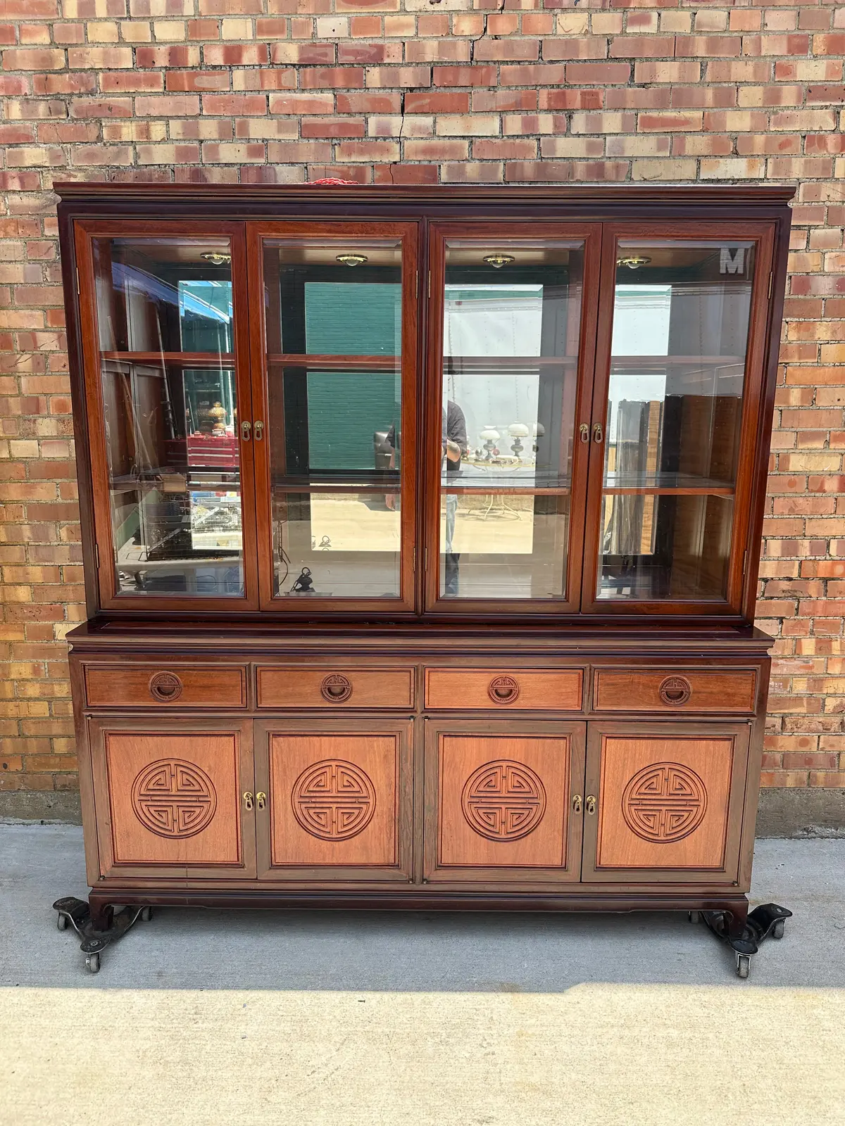 Chinese Hardwood China Cabinet From Hong Kong 1