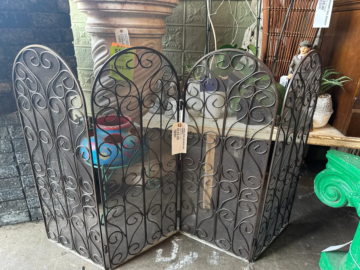 Small Iron And Mesh Fire Screen 1