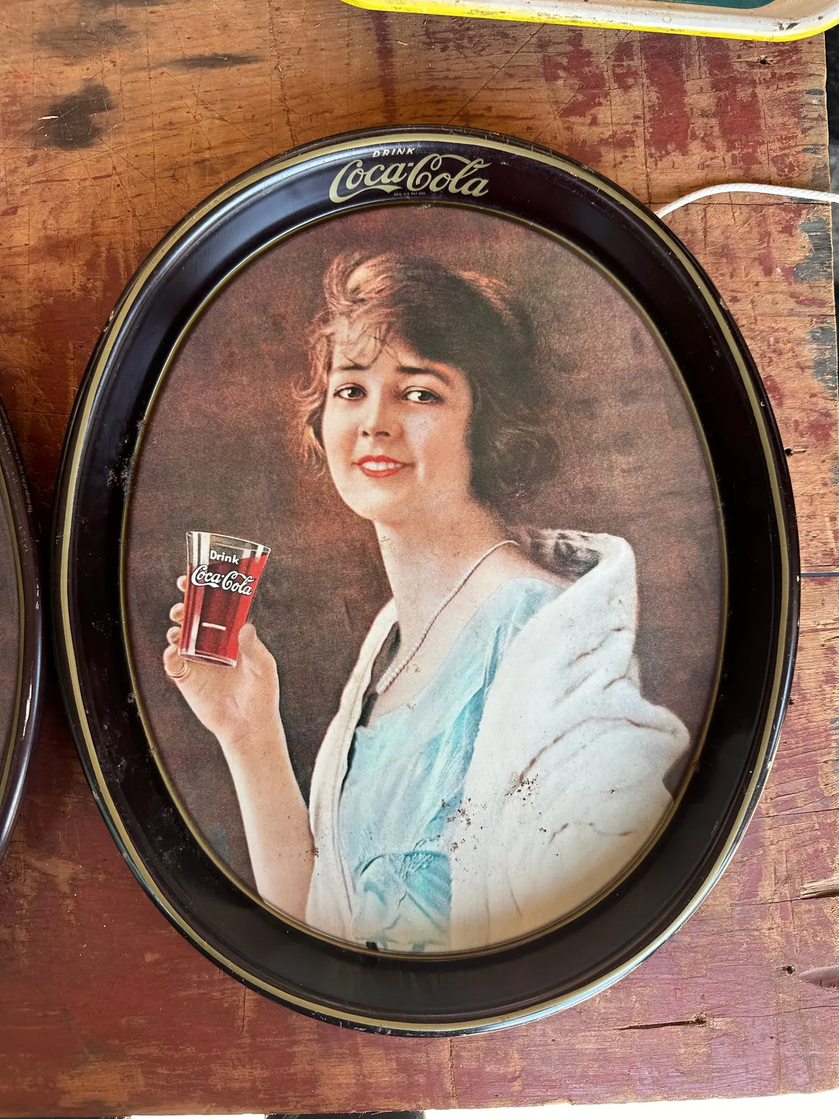 Oval Coke Tray Reproduction Blue Dress 1