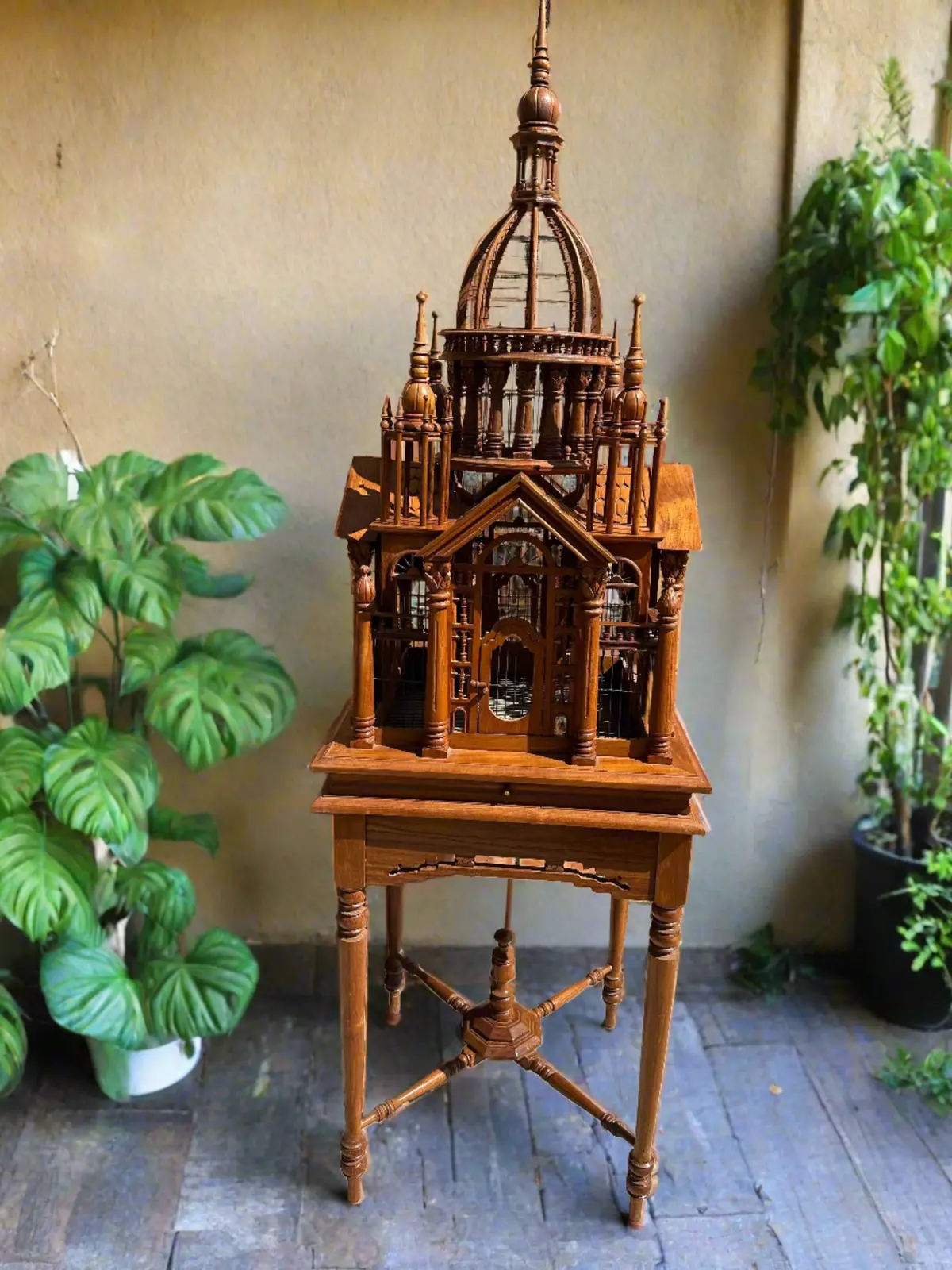 Maitland Smith Ornate Bird Cage On Stand 1