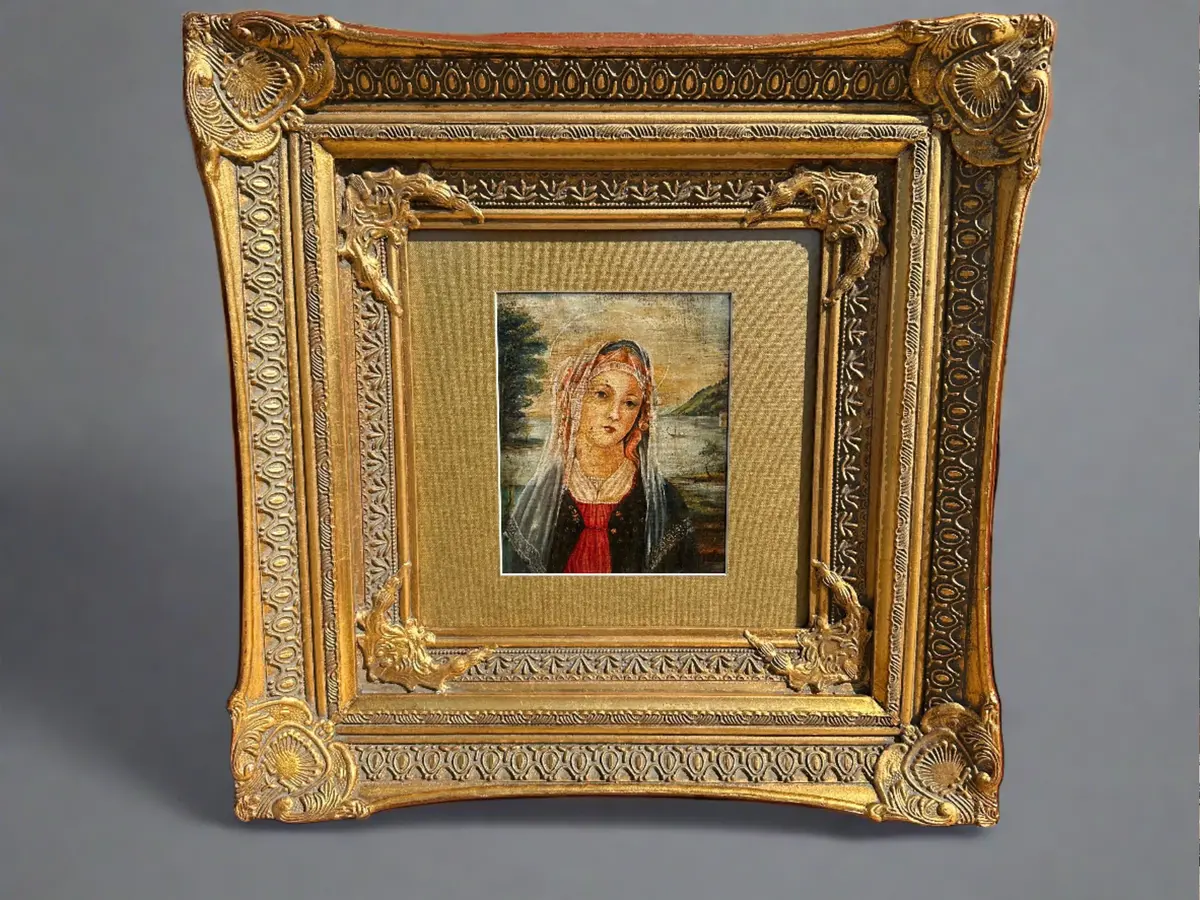 Antique Painting On Panel Madonna After Boticelli In New Frame 19Th Century 1