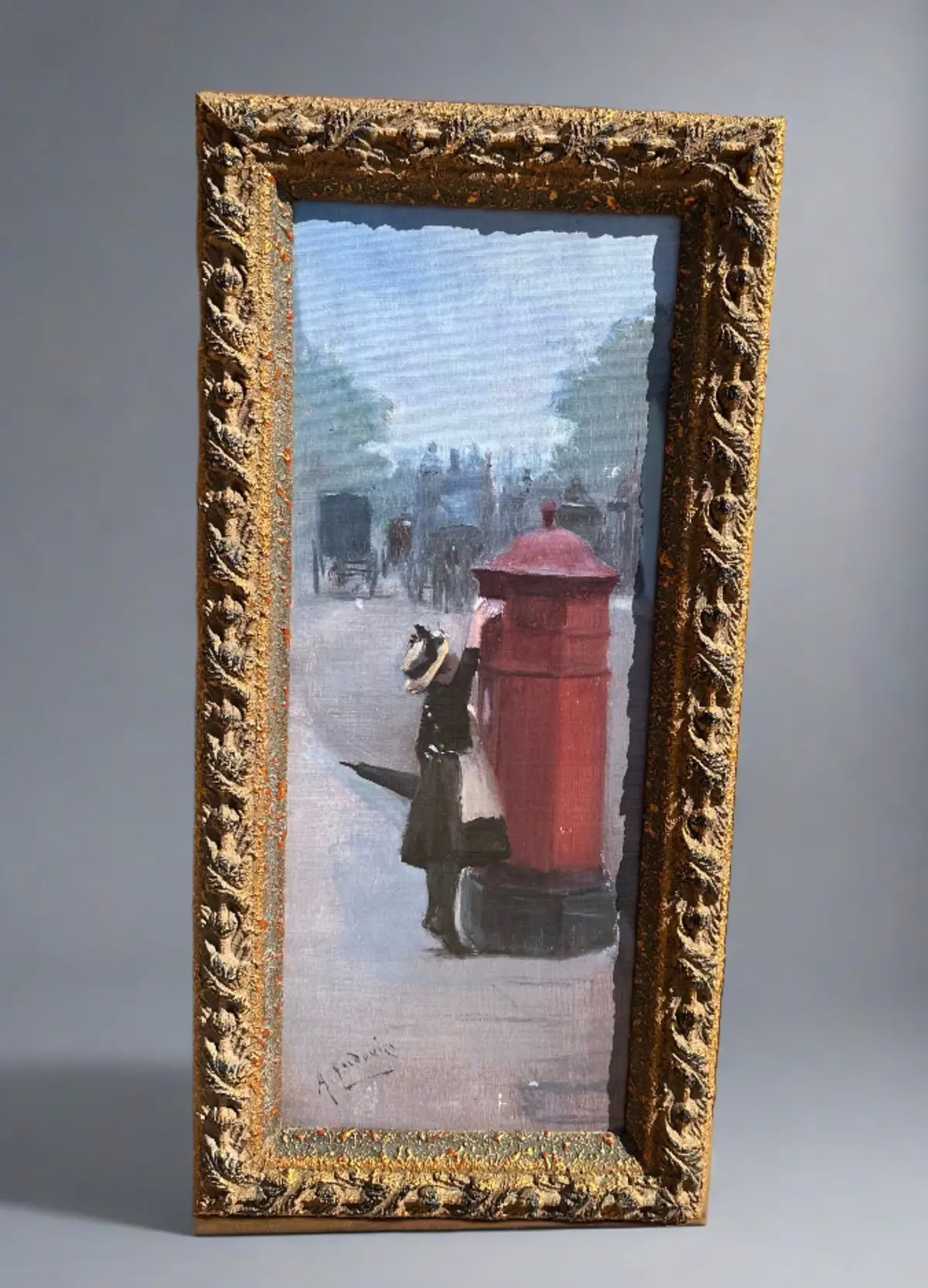 Edwardian Style Painting Of A Little Girl Mailing A Letter 1