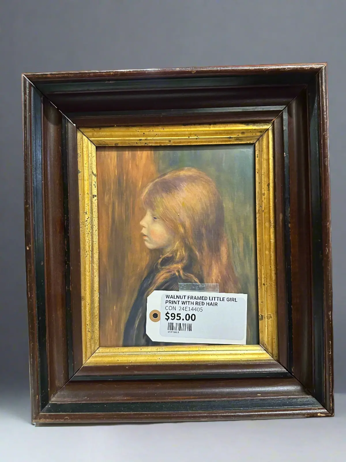 Walnut Framed Little Girl Print With Red Hair 1