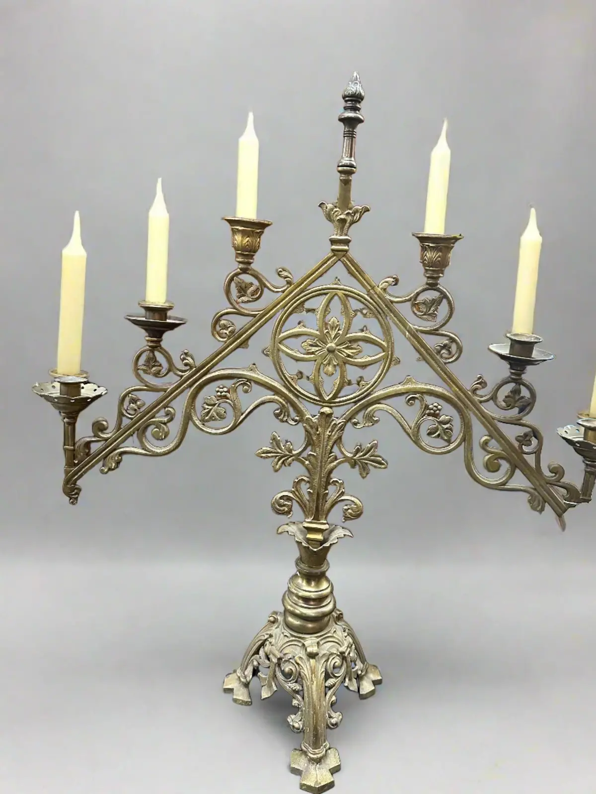 6 Light Brass Alter Candleabra 1