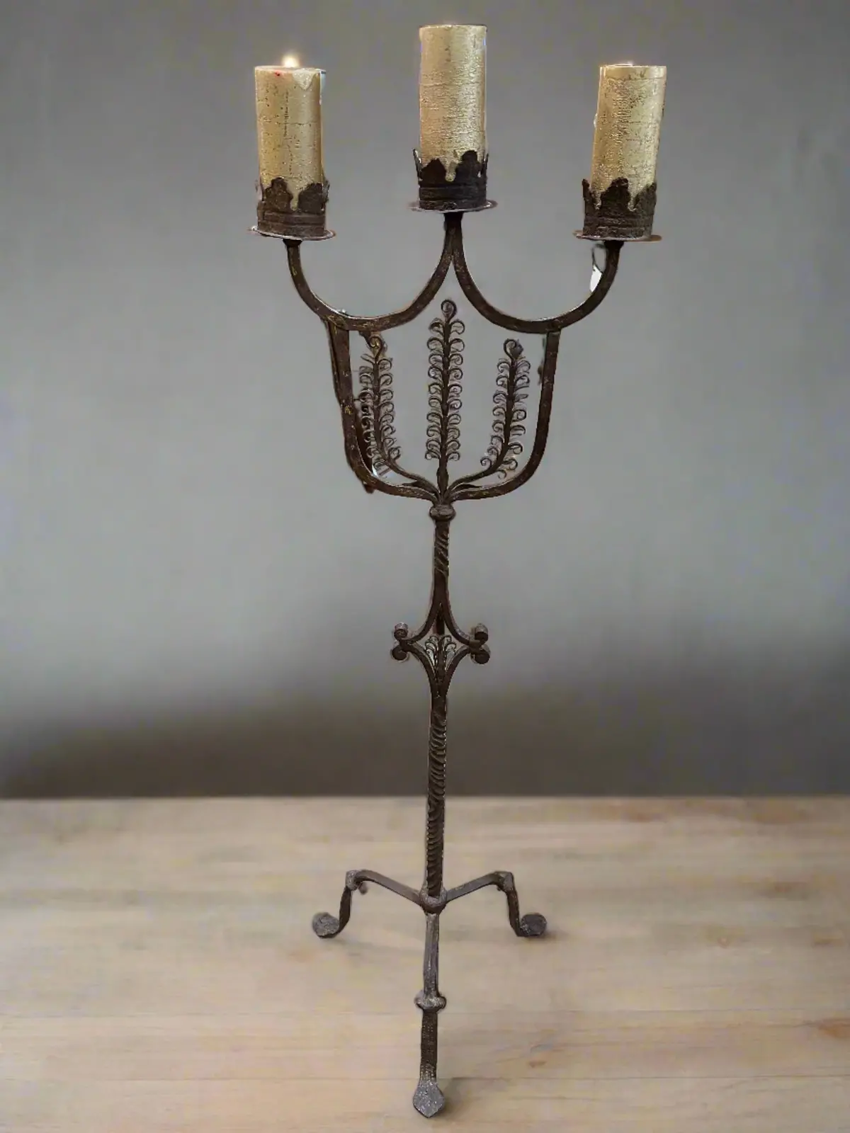 Hand Wrought Reproduction Of A 17Th Century Iron Candleabra 1