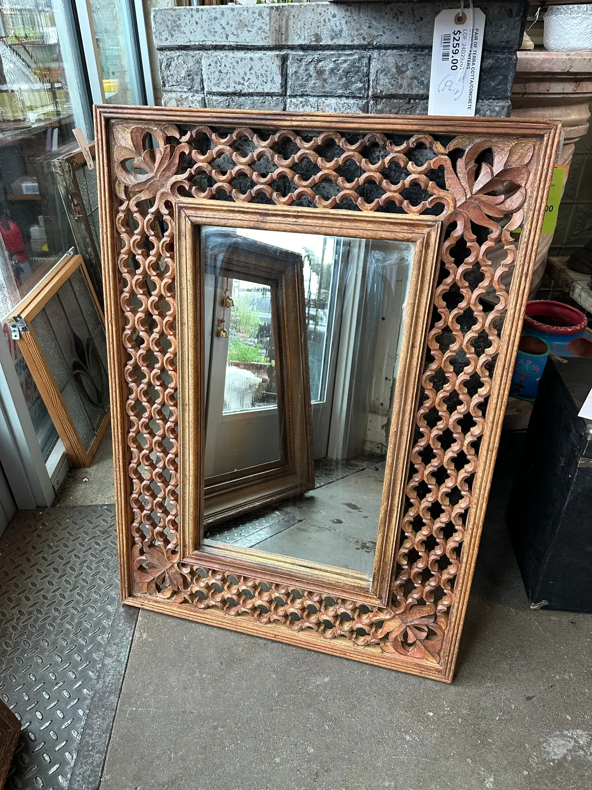 Pierce Carved Wood Mirror 1