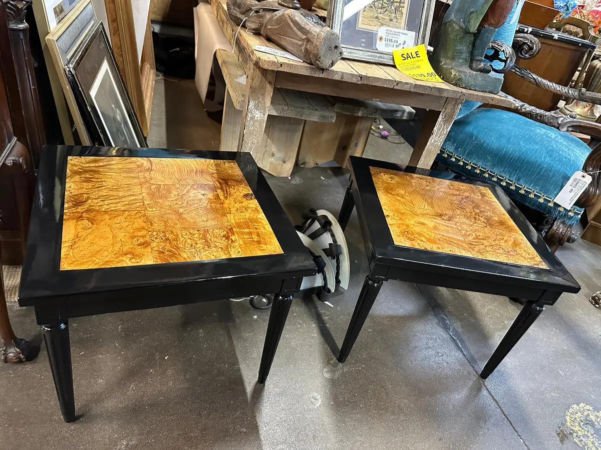 Pair Black Lacquer Louis Xvi Side Tables 1