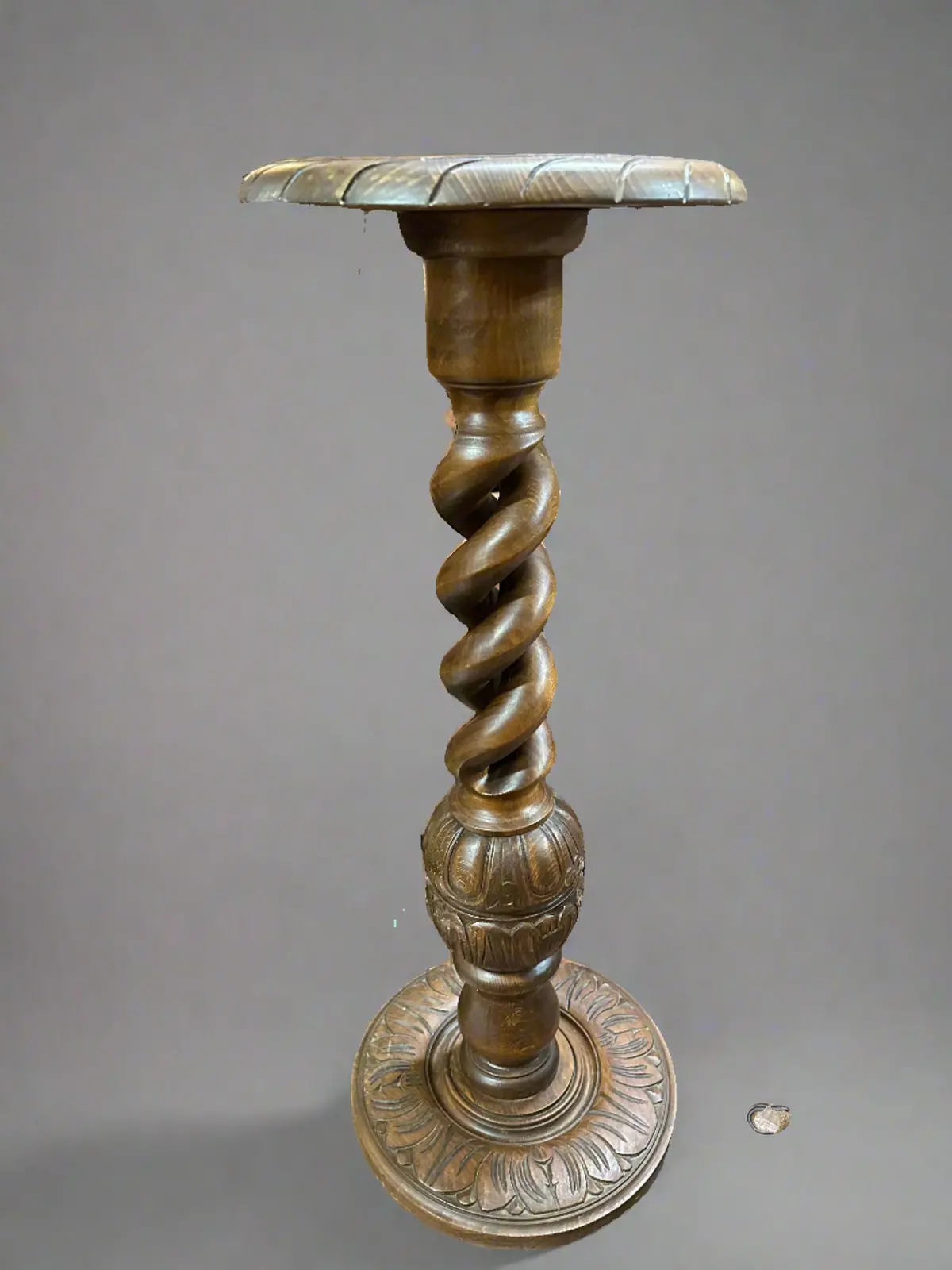 Oak Open Barley Twist Pedestal With Melon Ball 1