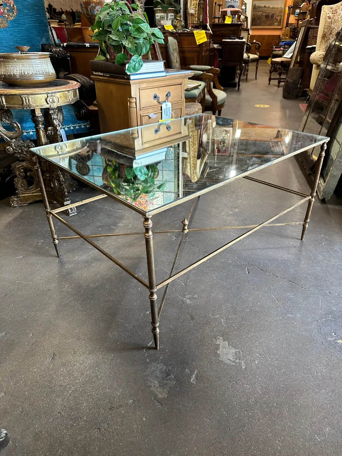 Directoire Gold Cocktail Table With Mirrored Top 1