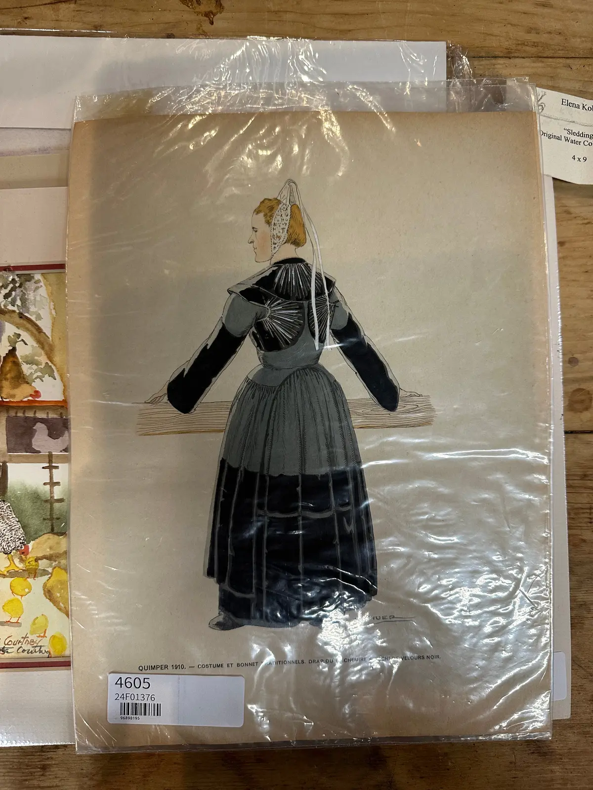 Unframed Handcolored Fashion Engraving 1