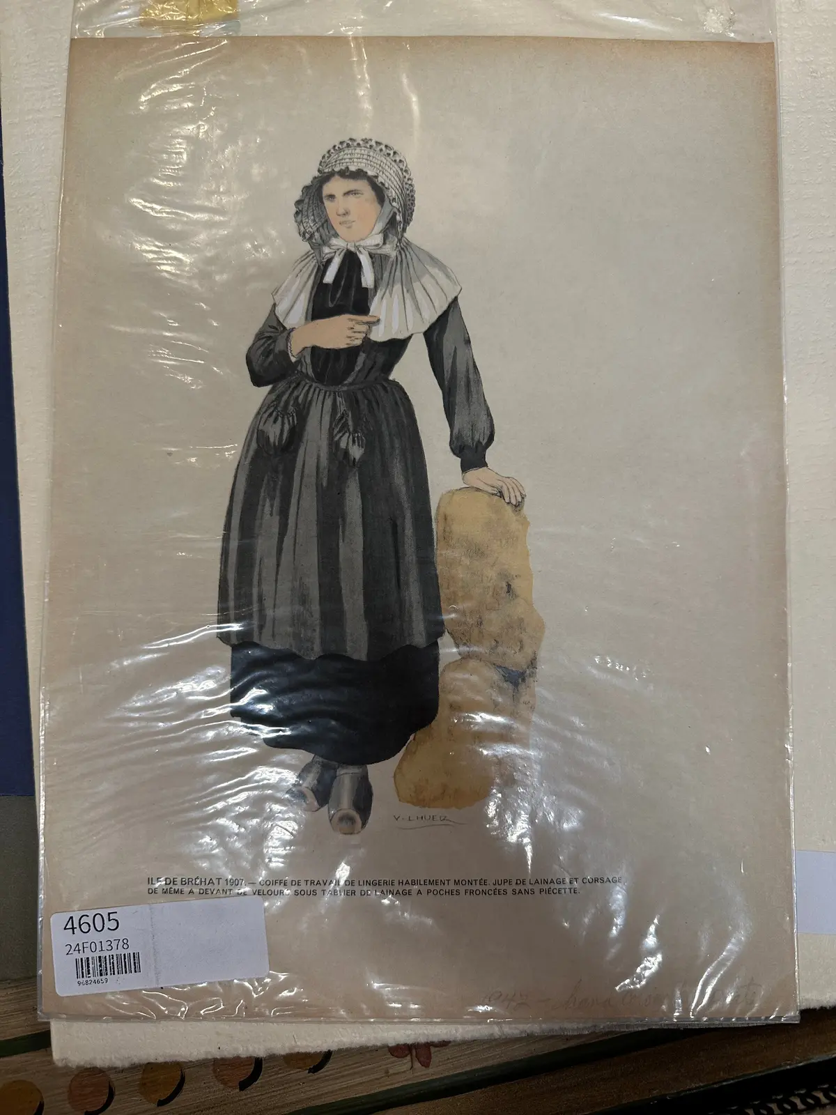 Unframed Handcolored Fashion Engraving 1