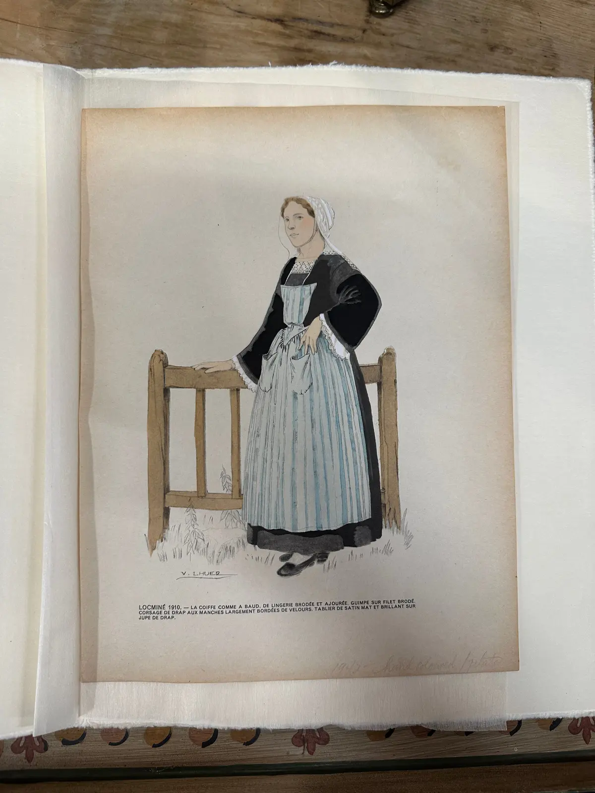 Unframed Handcolored Fashion Engraving 1