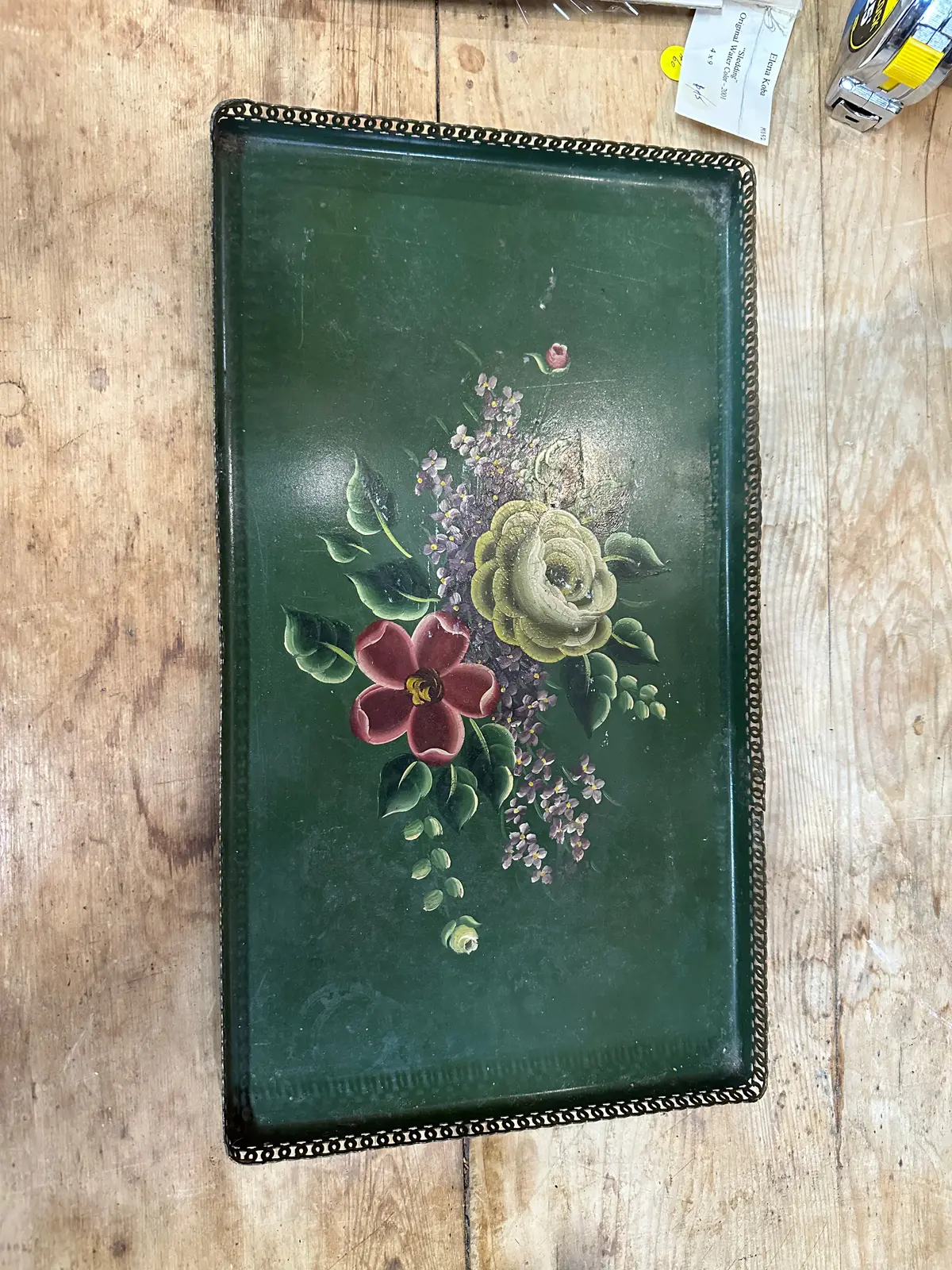 Rectangular Floral Tole Tray 1