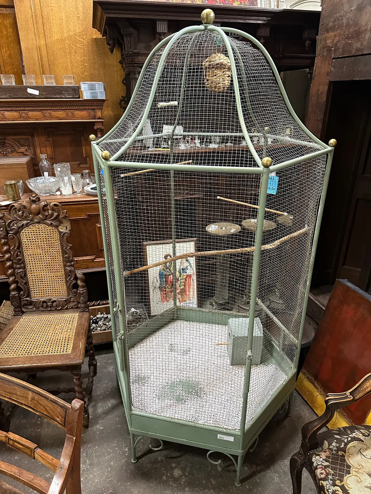 Tall Green Iron Bird Cage 1