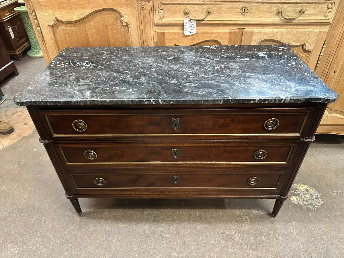 Louis Xvi 3 Drawer Commode With Black Marble Top 1