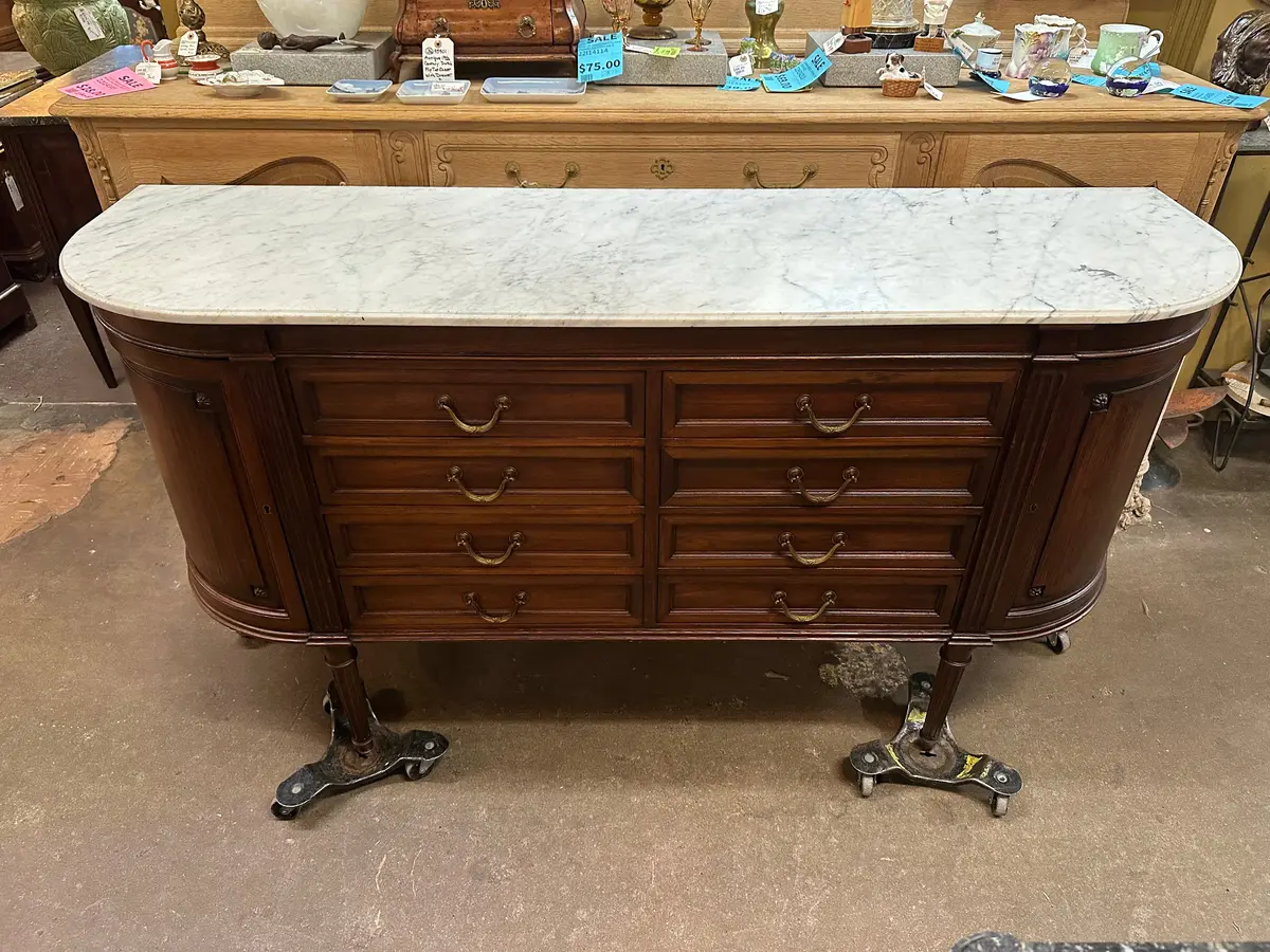 Small Louis Xvi Drawers Server With  White Marble Top 1
