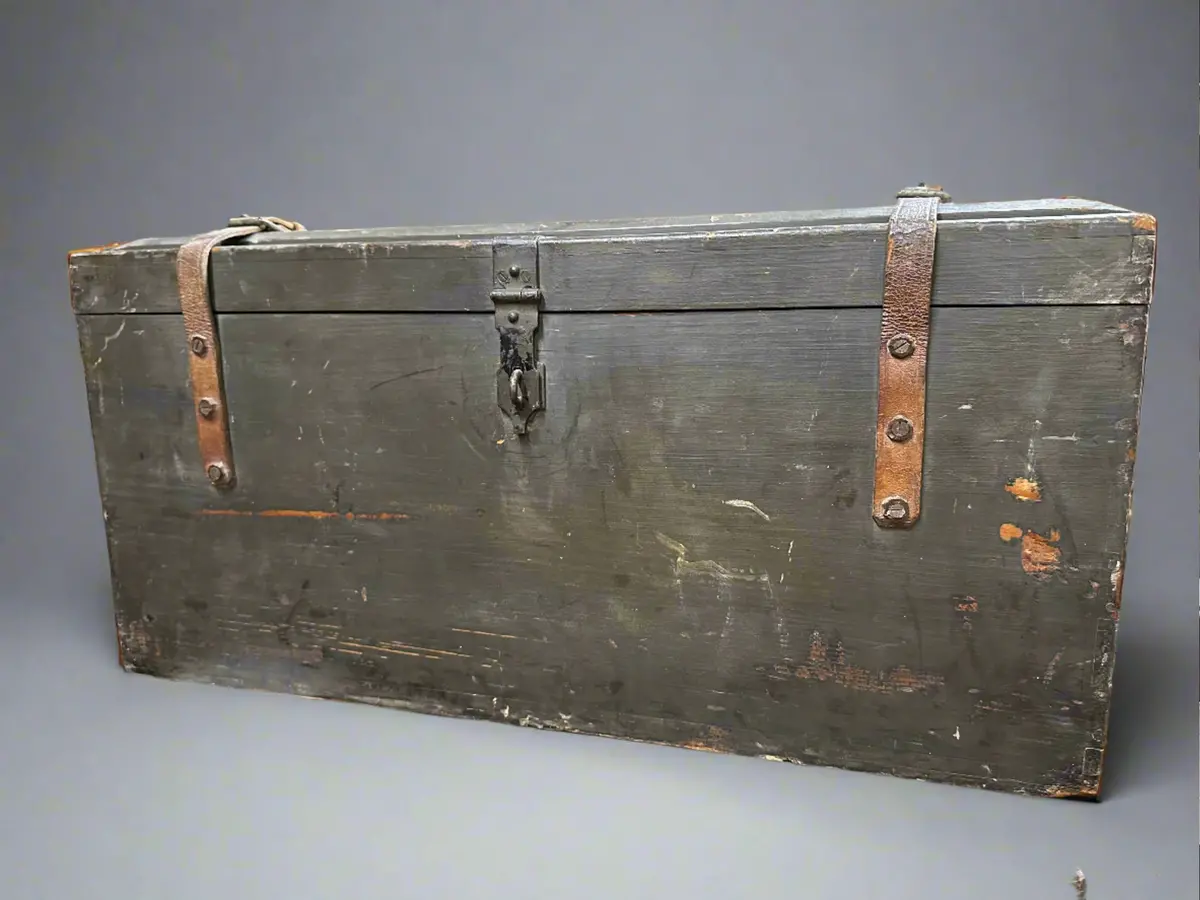 Black Trunk With Travel Labels 1