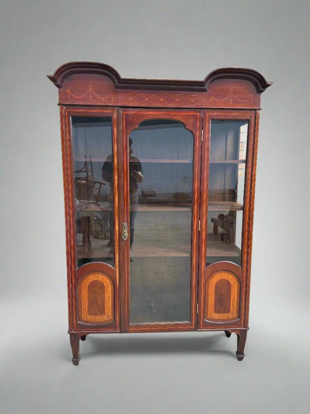 English  Regency Inlaid Display With  As Found Leg 1