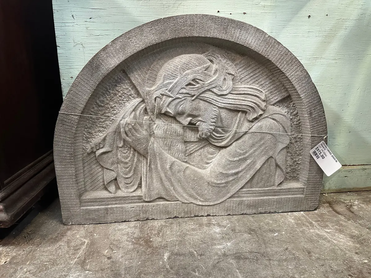 Arched Carved Jesus In Granite 1