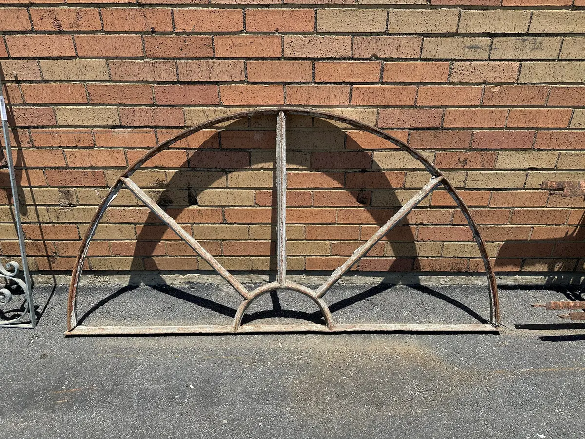 Antique Arched Cast Iron Window/Transom Frame 1