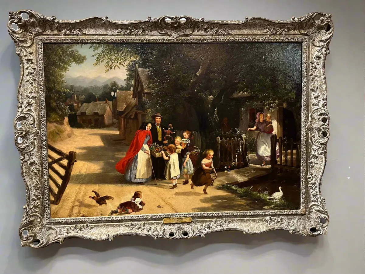Large Oil Paintind On Canvas "The Pedlar" By Thomas Webster 1