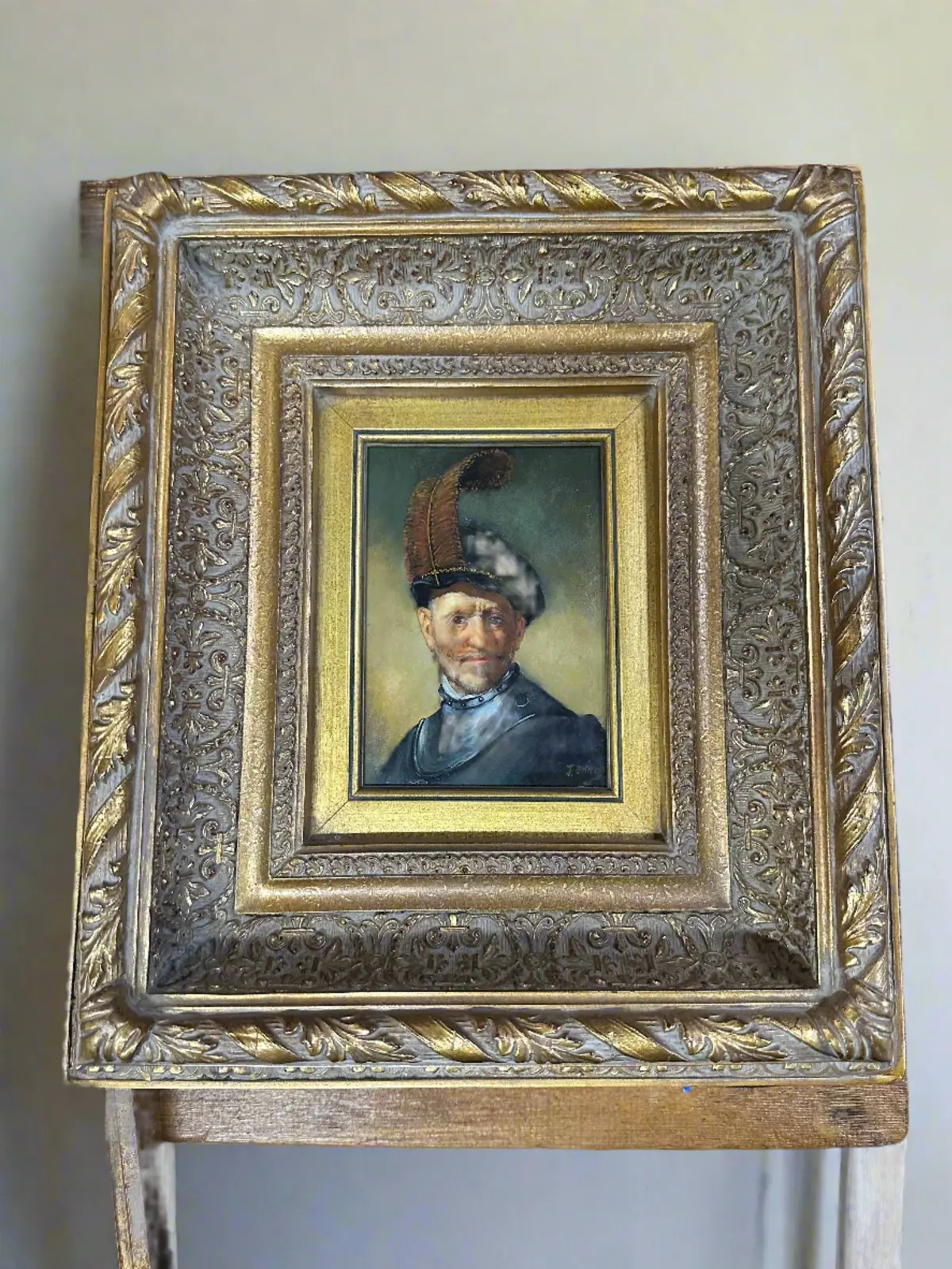 Small Oil Painting Rembrandt Portrait On Panel 1
