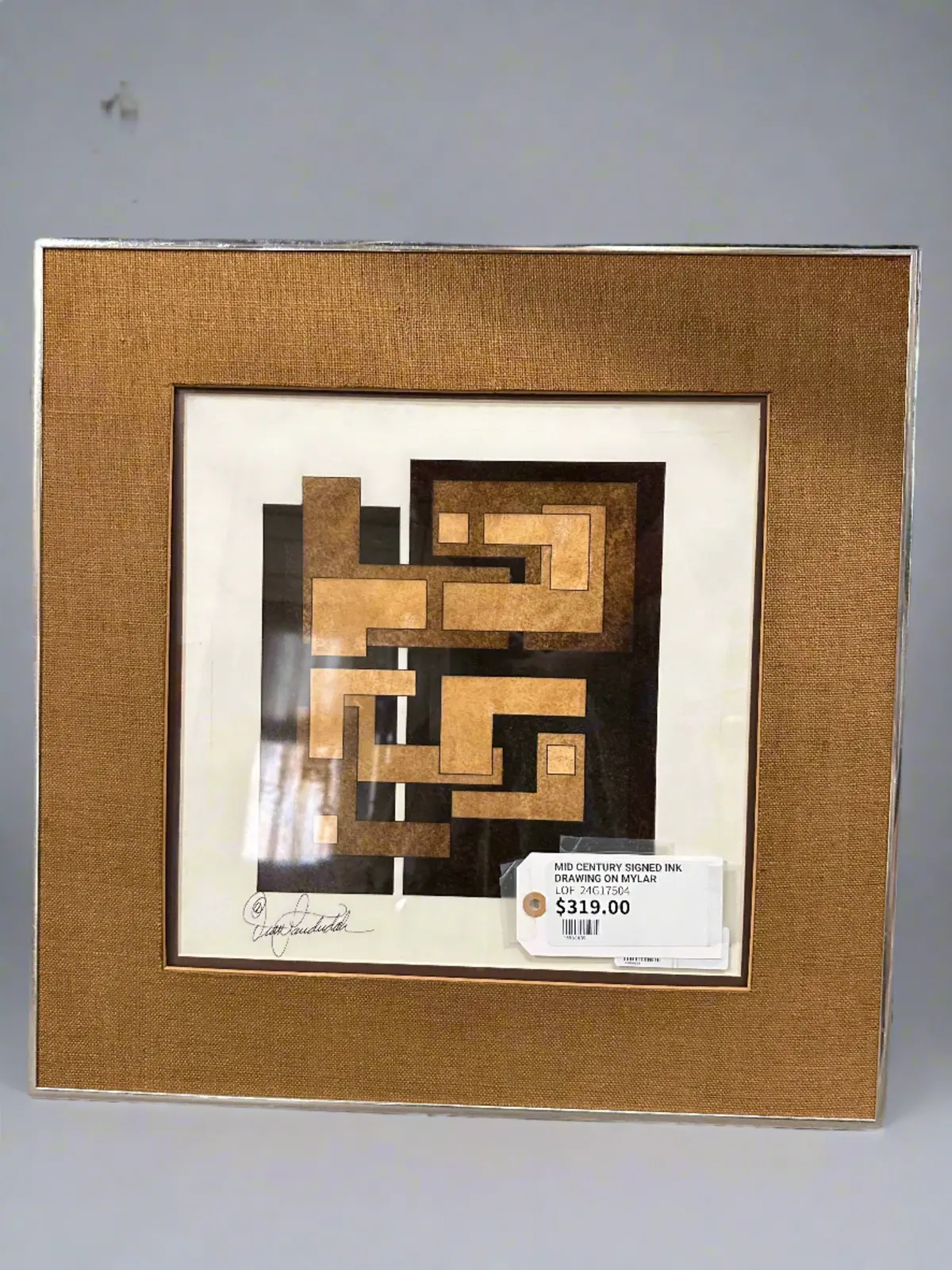 Mid Century Signed Ink Drawing On Mylar 1