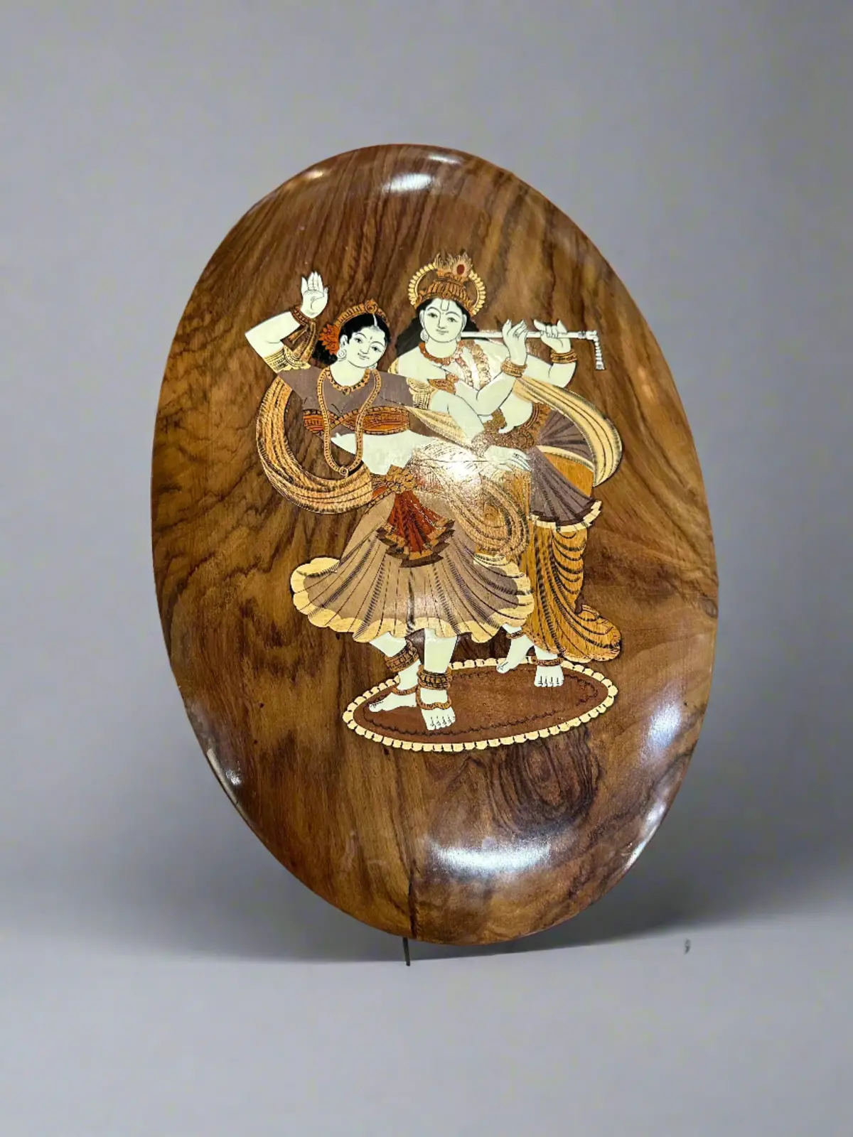 Indian Dancers Inlaid Into Exotic Wood Panel From Mysore 1