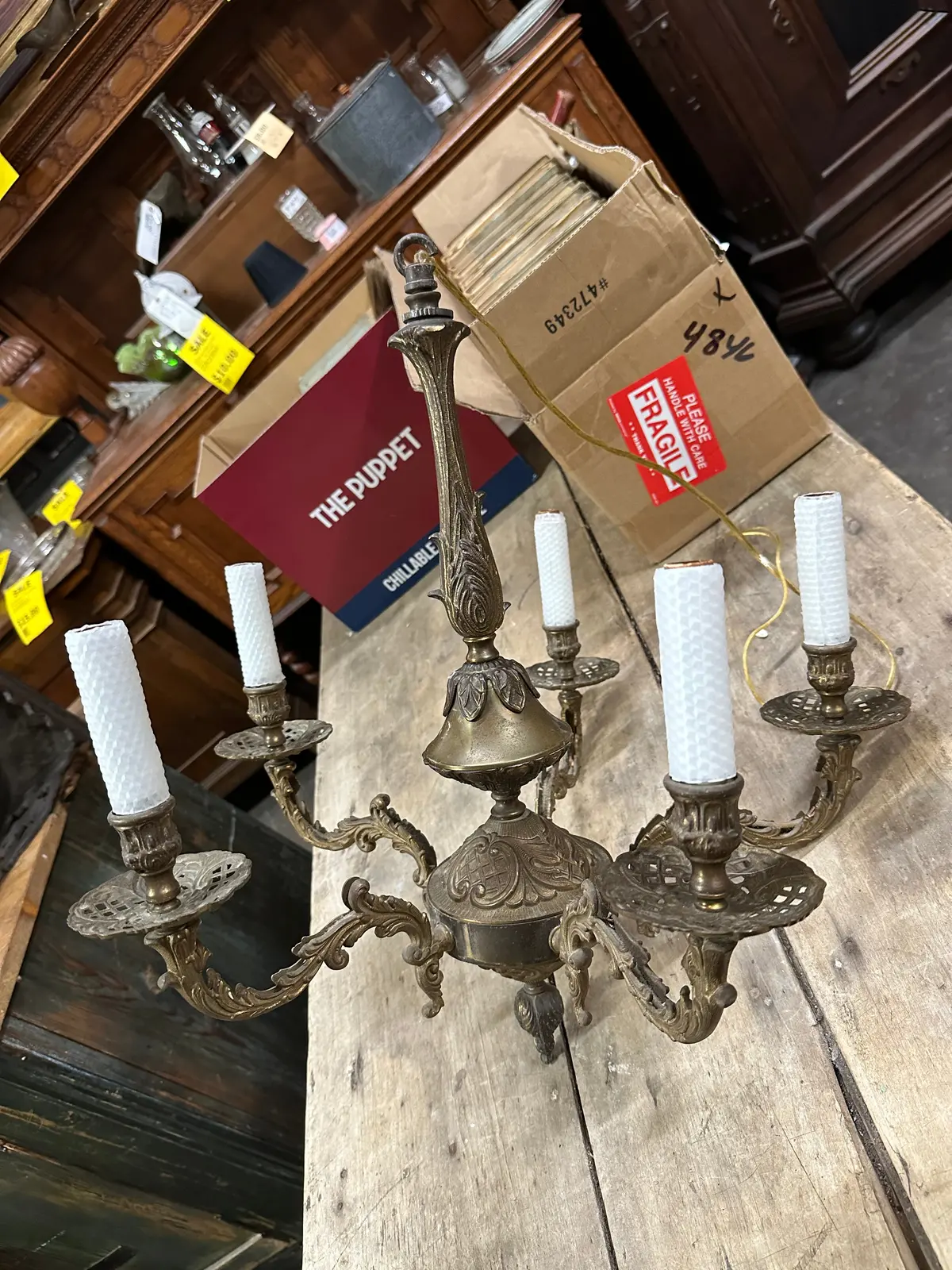 Brass 5 Light Chandelier 1
