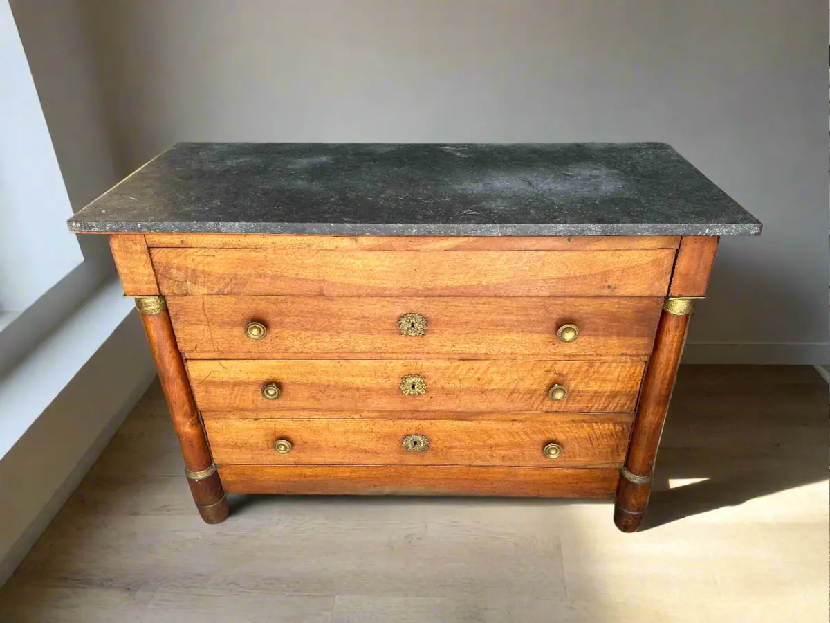 Grey Marble Top French Empire Chest 1