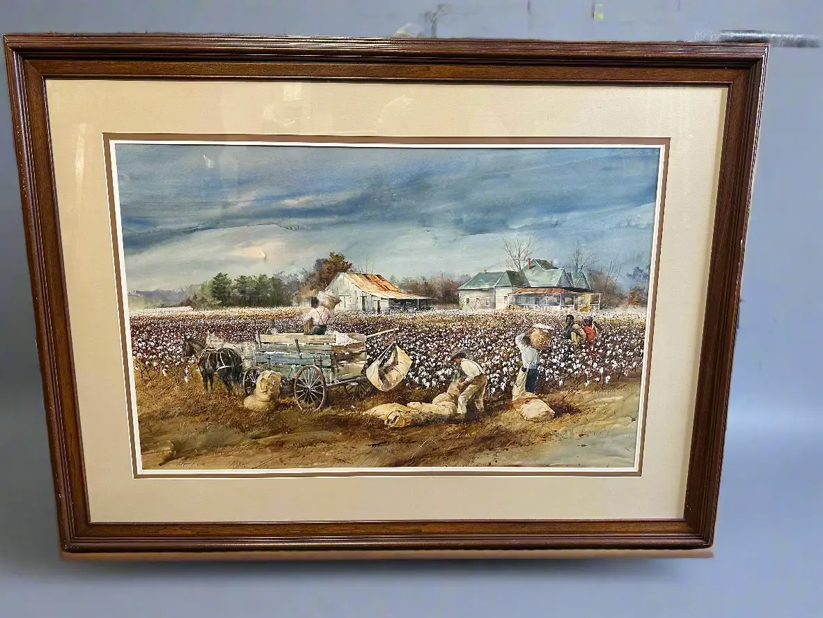 Large Sharecroppers Picking Cotton Print 1
