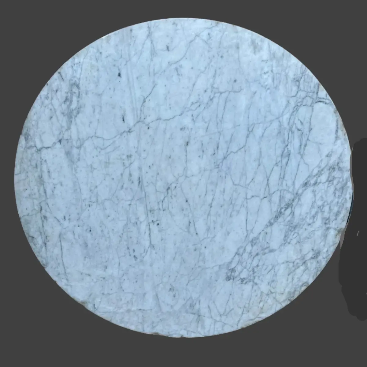 Large Thick Round Marble Top Table With Iron Base 1