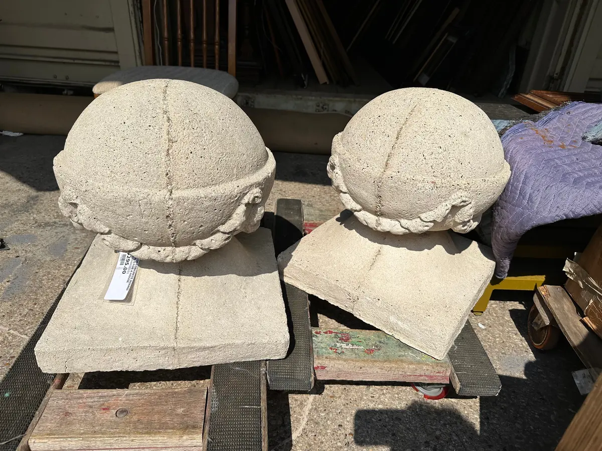 Pair Of Concrete Round Finials For A Houseĥ 1