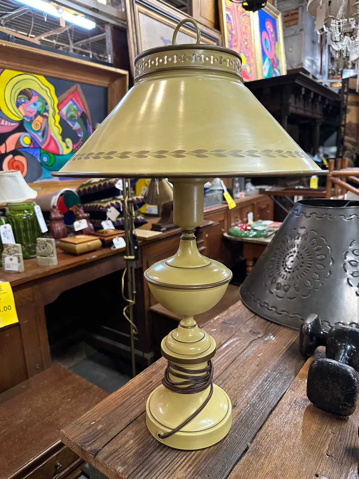 Vintage Metal Tole Lamp 1