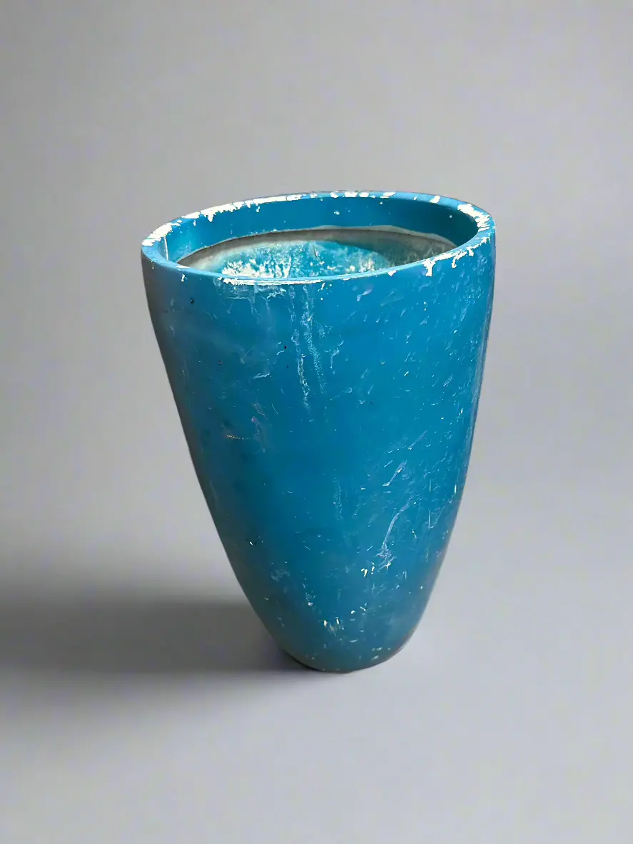 Tall Blue Round Composite Planter 1