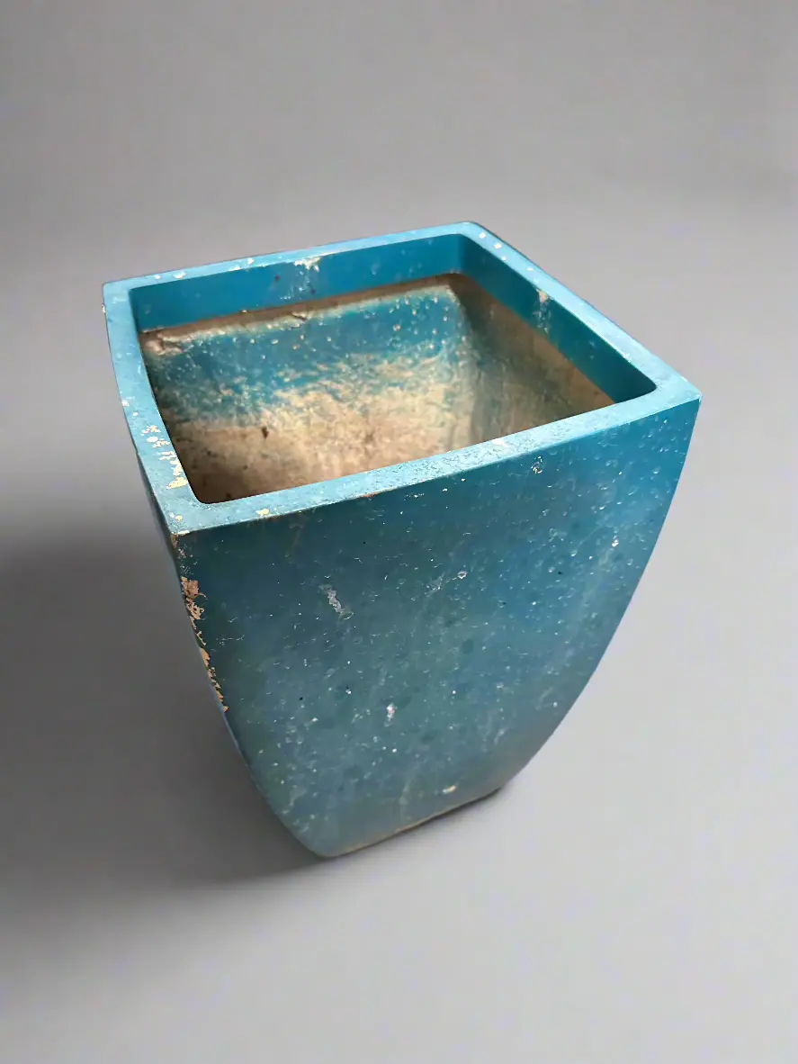 Tall Blue Square Composite Planter 1