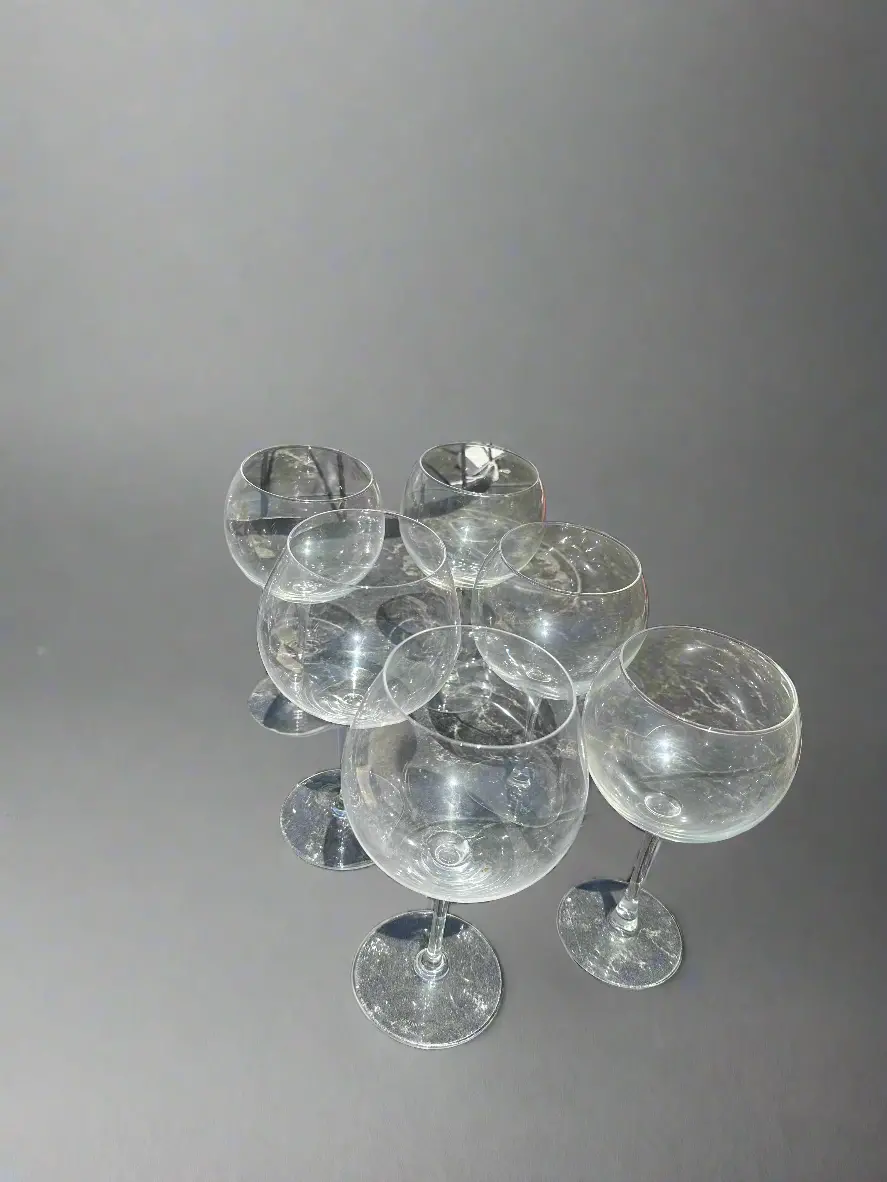Set Of 6 Tall Red Stem Wine Glasses 1