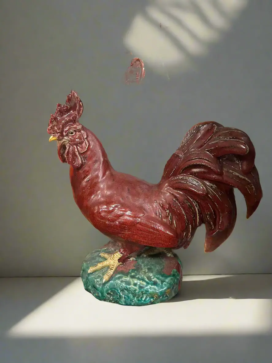 As Found Red Pottery Rooster 1