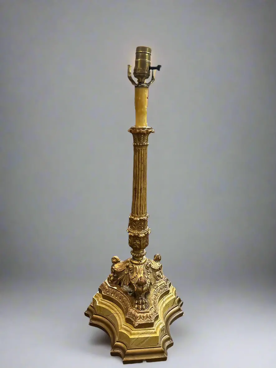 Ornate Carved Giltwood Lamp 1